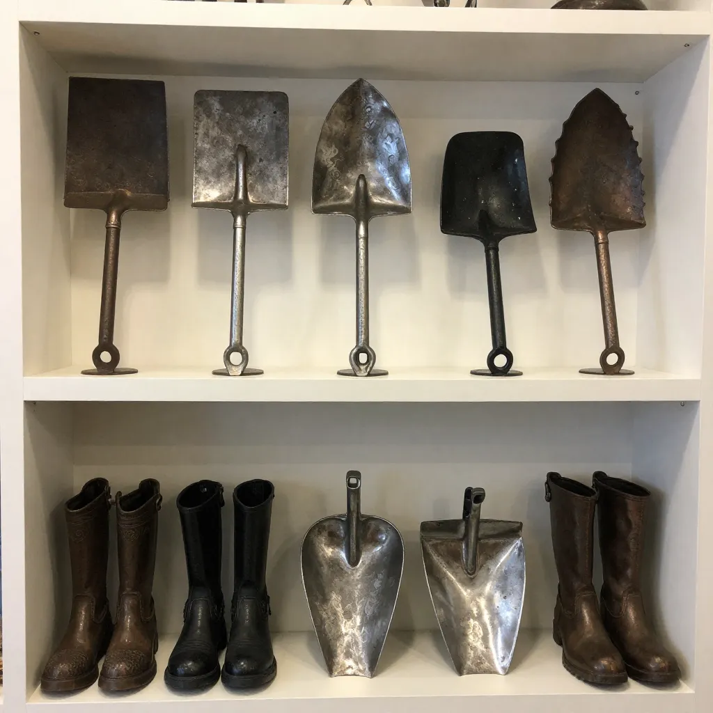 Decorative boot scraper display with classical motifs