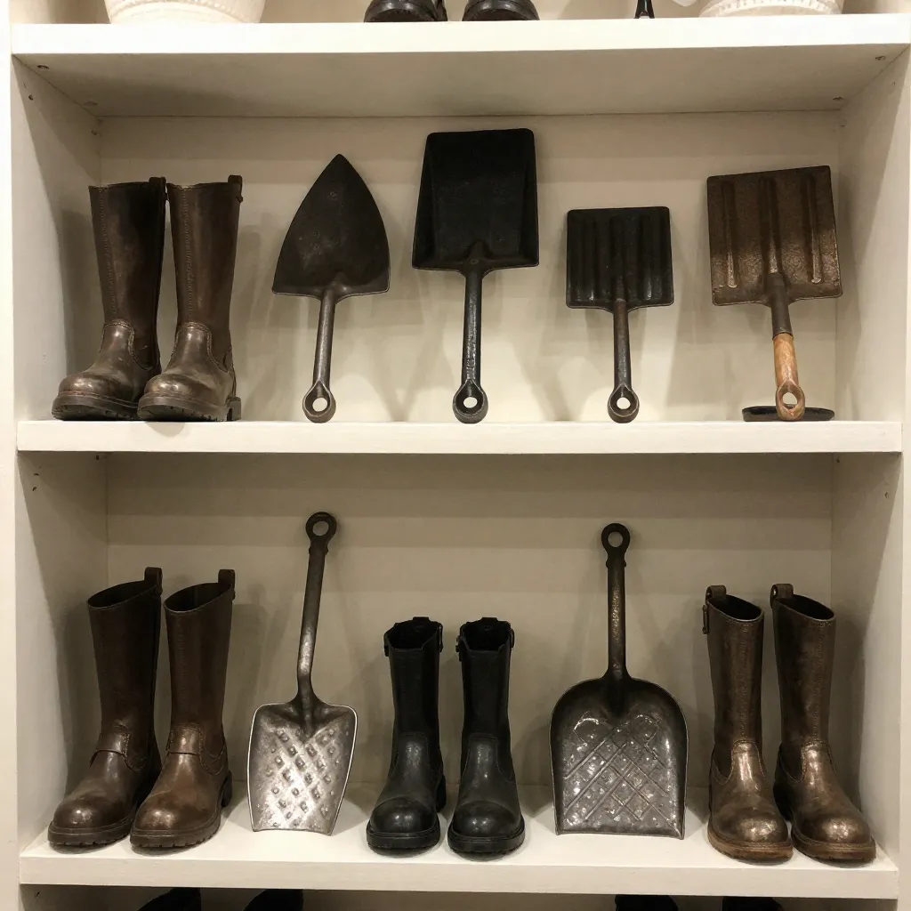 Rustic scraper on stone step