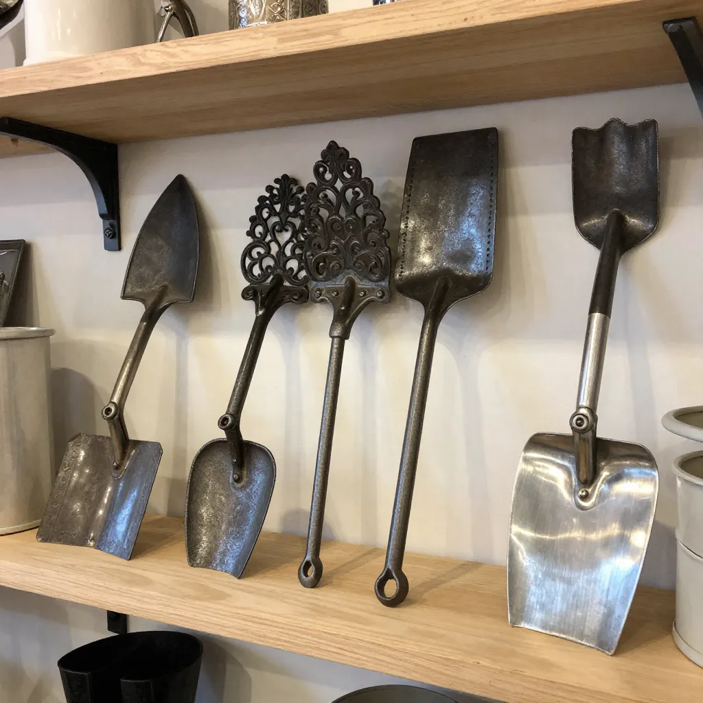 Decorative boot scraper in garden setting