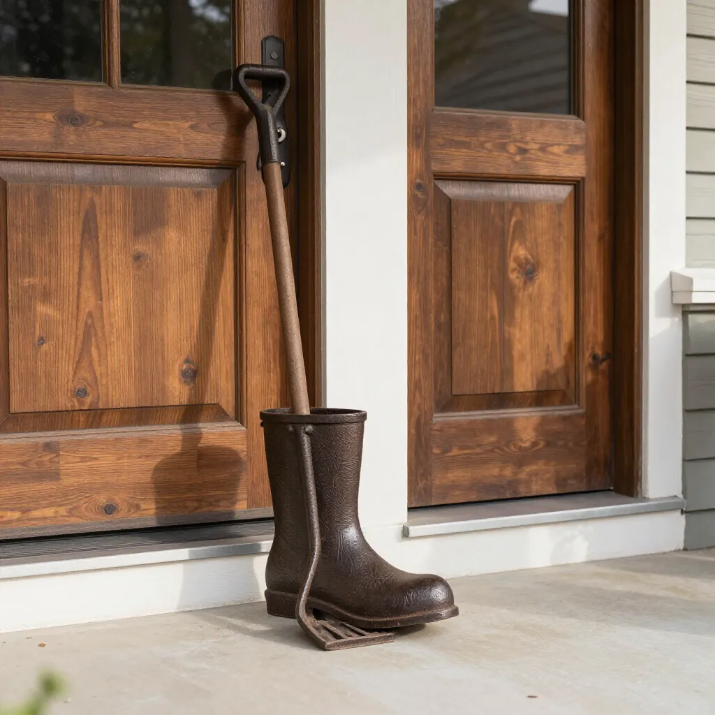 Rustic farmhouse boot scraper in aged finish